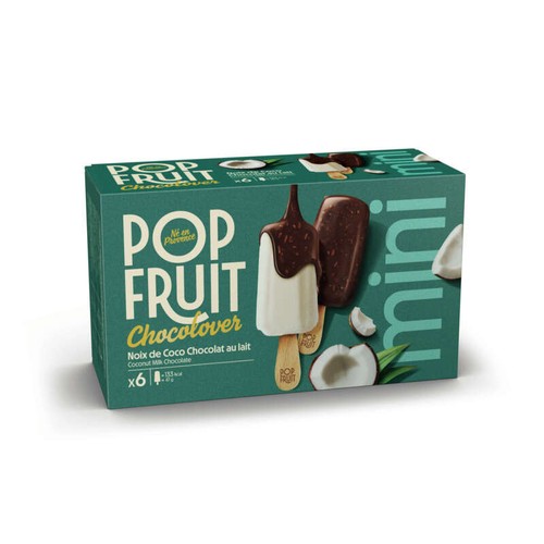 Pop Fruit Mini bâtonnet Chocolover sorbet noix de coco chocolat lait 6x47g