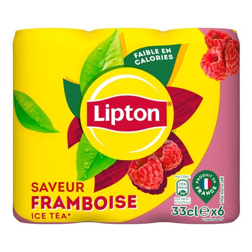 Lipton Ice Tea Thé Glacé Saveur Framboise 6x33cl