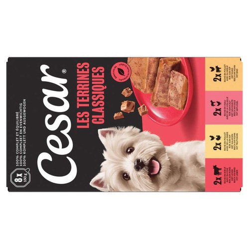 Cesar Terrines classiques pour chien adulte 4 variétés 8x150g