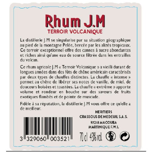 Rhum JM Terroir Volcanique  70cl