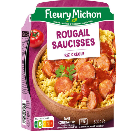 Fleury Michon rougail saucisse et riz créole Plat cuisiné 300g