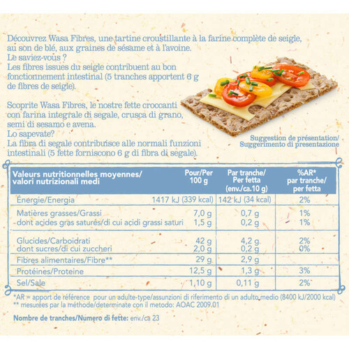 Wasa biscottes croustillantes fibres 230g