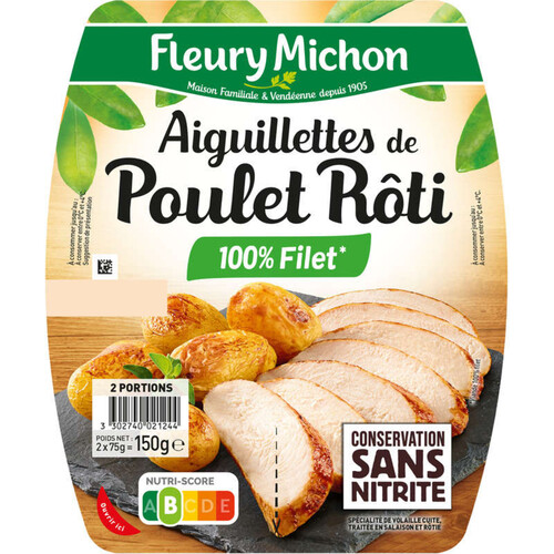 Fleury Michon aiguillettes de poulet rôti tranchées 2x75g