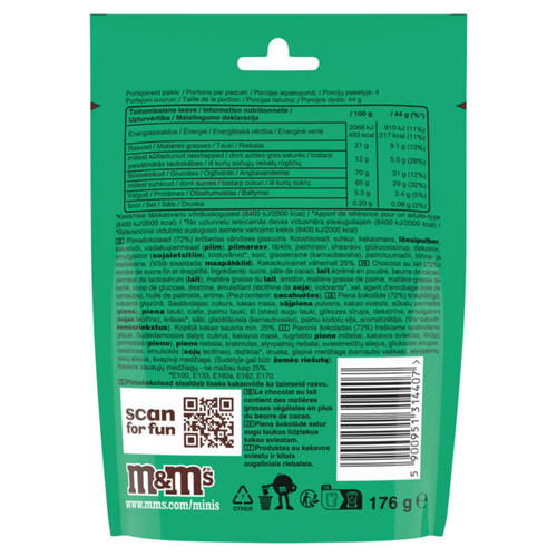 M&M's minis billes de chocolat enrobées - pochon 176g