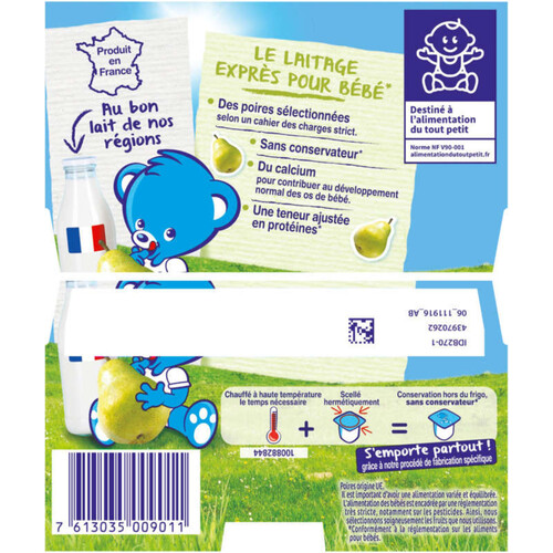 NESTLE Ptit Brassé Poire 4 x 100g dès 6 mois