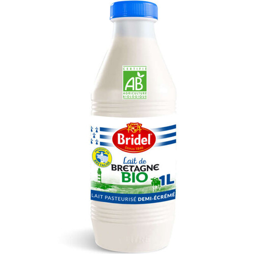 Bridel lait pasteurisé demi-écrémé bio 1L 