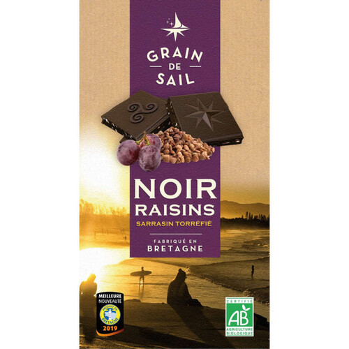 Grain de Sail Tablette de Chocolat Noir Raisins Sarrasin Torréfié Bio 100g
