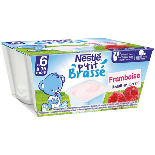 NESTLÉ Ptit Brassé Framboise - Laitage dès 6 mois - 4x100G