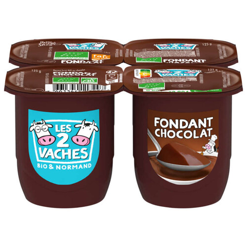 Les 2 vaches Dessert chocolat bio 4x125g