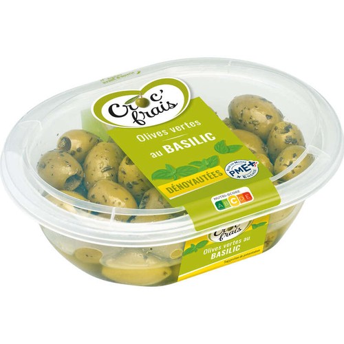 Croc'Frais Olive Verte Dénoyautées Basilic 200g
