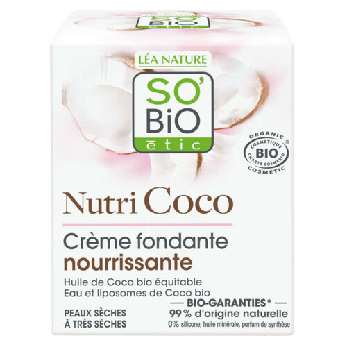 SO'BiO Étic Crème fondante nourrissante à l'Huile de Coco 50ml