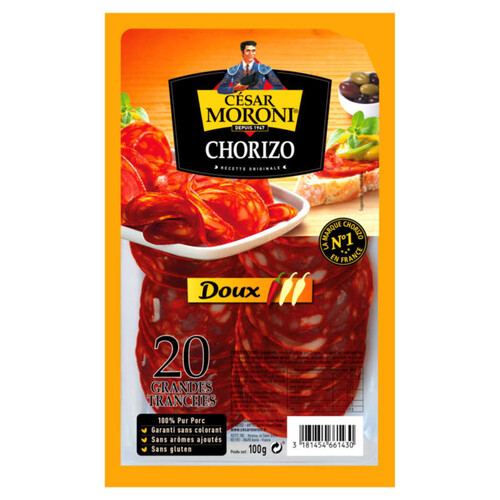 César Moroni Chorizo en tranches douxX 100g