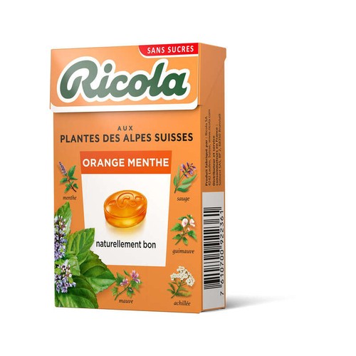 Ricola Aux Plantes Des Alpes Suisses Orange Menthe Sans Sucres 50g