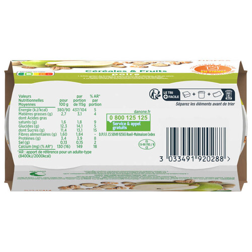 Activia yaourt aux fruits et céréales poire bifidus 4x115g