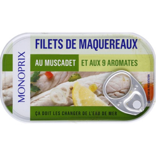 Monoprix Filets de Maquereaux au Muscadet et aux 9 Aromates 65,7g
