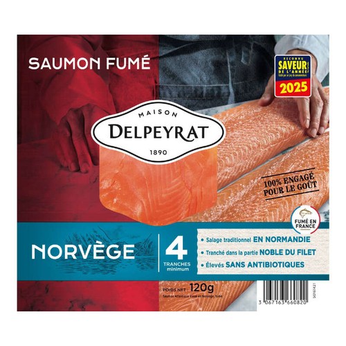 Delpeyrat Saumon Fumé origine Norvège 4 Tranches minimum 120g