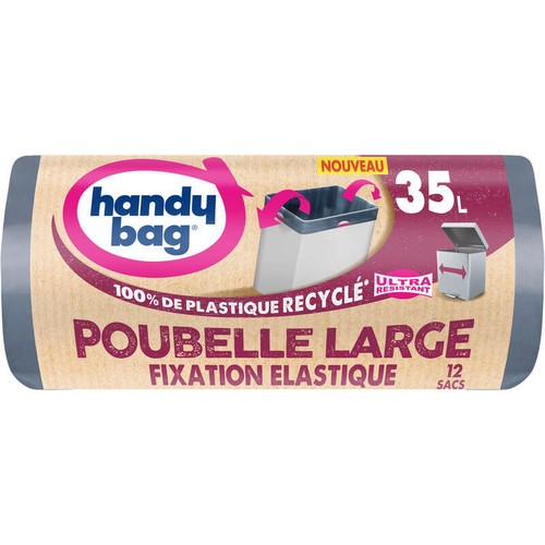 Handy Bag Sacs poubelle 100% plastique recyclé, 12x35L