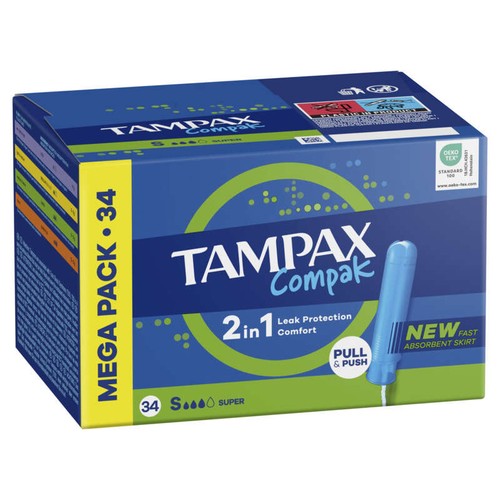Tampax Compak Super Tampons Avec Applicateur x34