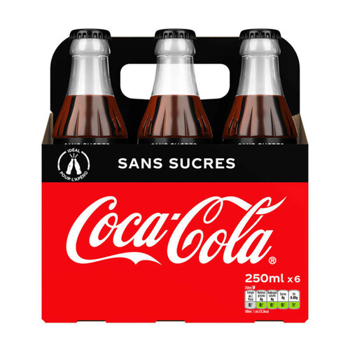 Coca-Cola Sans Sucres Bouteilles Verre 6x250 ml