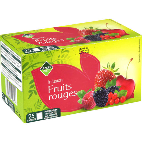 Infusion fruits rouges x25 sachets Leader Price - 37.5g