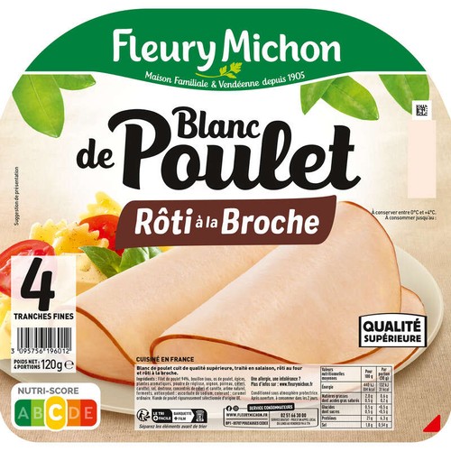 Fleury Michon Blanc De Poulet Rôti À La Broche x4