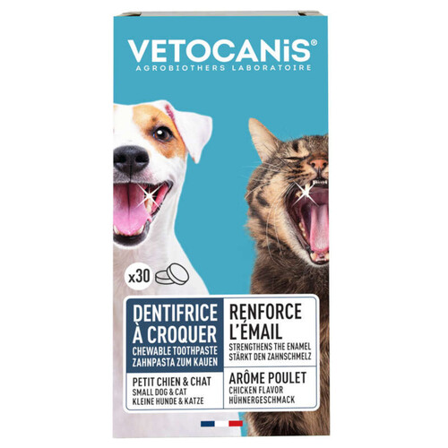 Vetocanis Dentifrice A Croquer 30 Comprimés Chat/ Chien