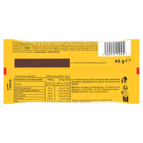 M&M's Bonbons Au Chocolat Au Lait 45g