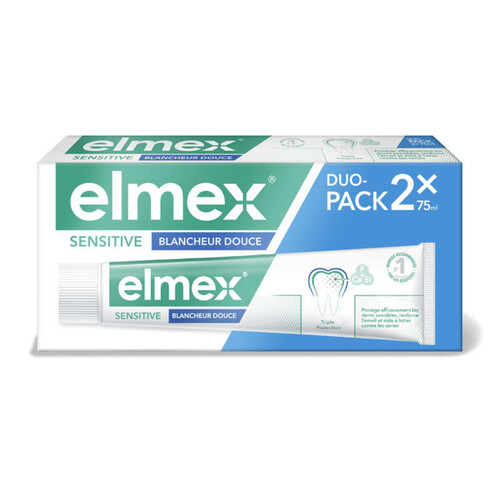 Elmex Dentifrice Sensitive Blancheur 0% colorants 2x75ml