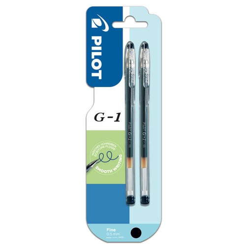 Pilot Stylos billes G-1, Encre Gel Noire pointe fine x2