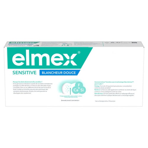 Elmex Dentifrice Sensitive Blancheur 0% colorants 2x75ml