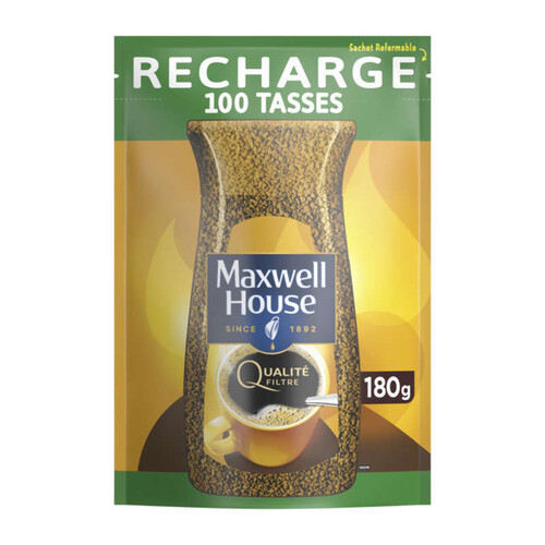 Maxwell House Qualité Filtre Café soluble éco-recharge 180g