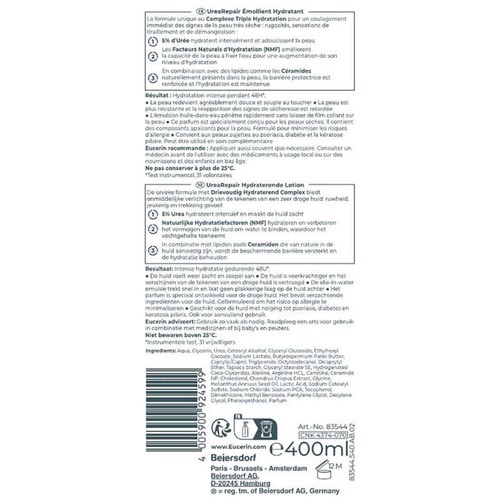 Eucerin UreaRepair PLUS Émollient 5% d'Urée Parfum Apaisant 400ml