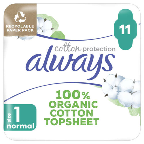 Always Cotton Protection Serviettes Hygiéniques 100% Coton T.1 normal x11