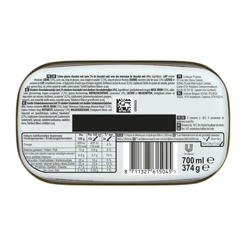 Carte D'Or Ice Cream Dessert Chocolat Noir 374g