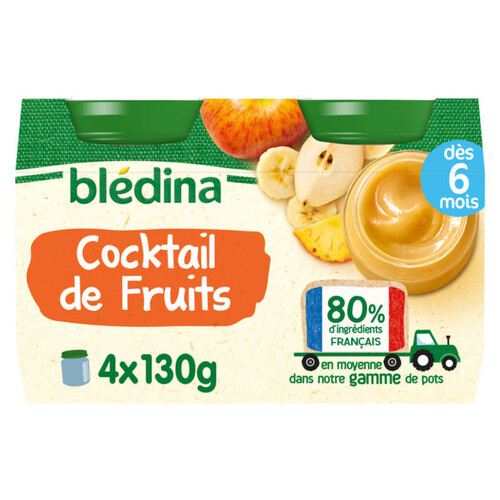 Blédina Pots Fruits Cocktail De Fruits Dès 6 Mois 4X130G