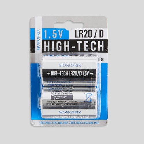 Monoprix Maison 2 Piles Lr20/D High Tech