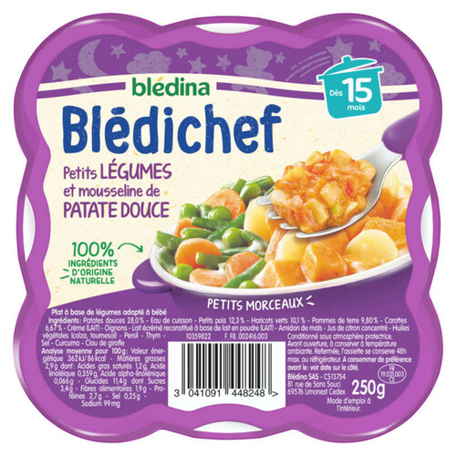 Bledina Bledichef 250G Petits Légumes Et Mousseline De Patate Douce Dès 15 Mois