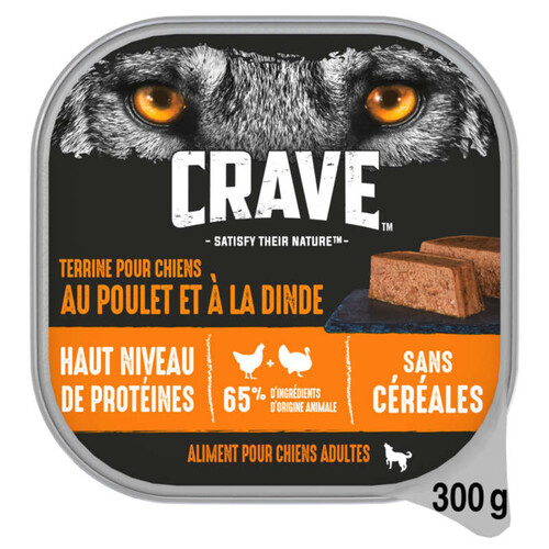 Crave Terrine Poulet & Dinde pour Chiens adultes sans Céréales 300g