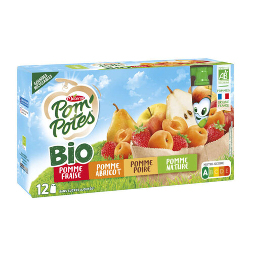 Pom'Potes Bio compotes variétés à la pomme 12x90g