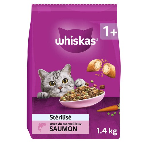 Whiskas Croquettes au Saumon pour chat adulte stérilisé 1,4kg