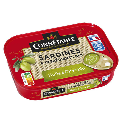 Connétable Sardines Pêche Responsable À L'Huile D'Olive Vierge Extra Bio 135G