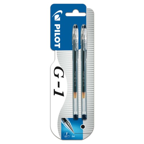 Pilot Stylos billes G-1, Encre Gel Noire pointe fine x2