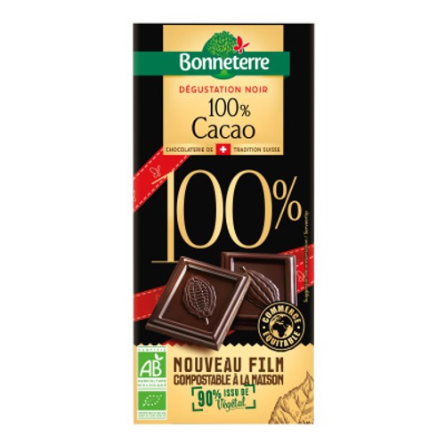 [Par Naturalia] Bonneterre Chocolat Noir Dégustation 100% Cacao 70G Bio