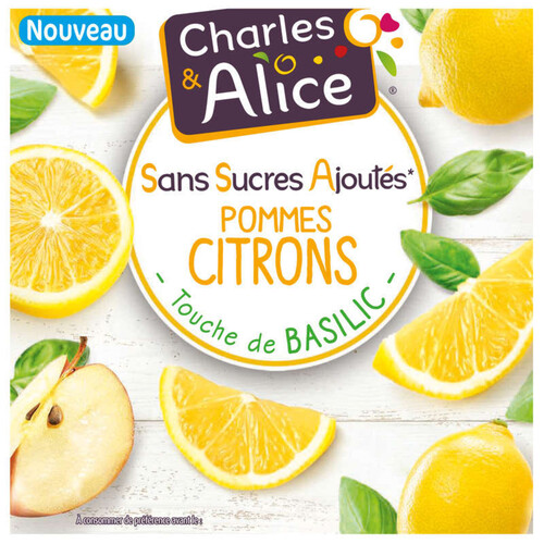 Charles & Alice Compote Pomme citron basilic sans sucres ajoutés 4x97g