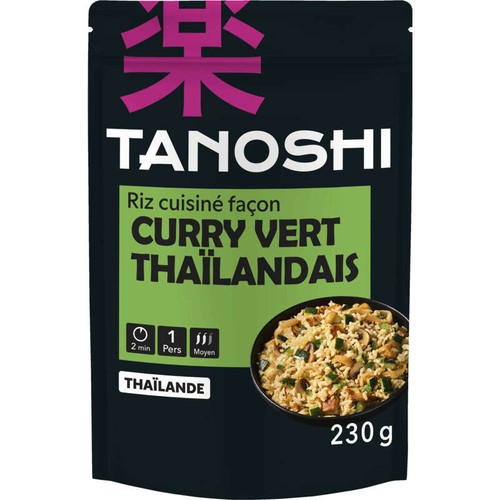 Tanoshi Riz cuisiné façon curry vert thaïlandais 230g