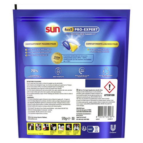 Sun Pro-Expert Capsules Lave-Vaisselle Citron 38 Lavages 570g