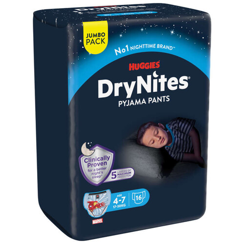 Drynites® Sous-Vêtements de Nuit Absorbants Garçon 4-7ans x16