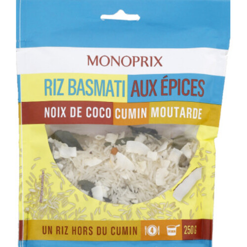 Monoprix Riz Basmati aux Epices Noix de coco Cumin Moutarde 250g