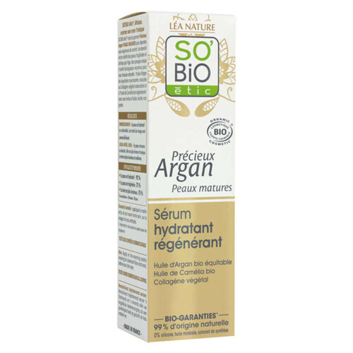 So'BiO Sérum hydratant régénérant argan peaux matures 30ml