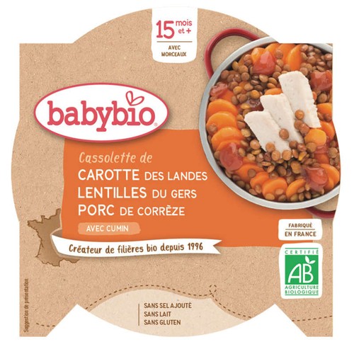 [Par Naturalia] Babybio Cassolette De Carotte Lentilles Et Porc Des 15M Bio